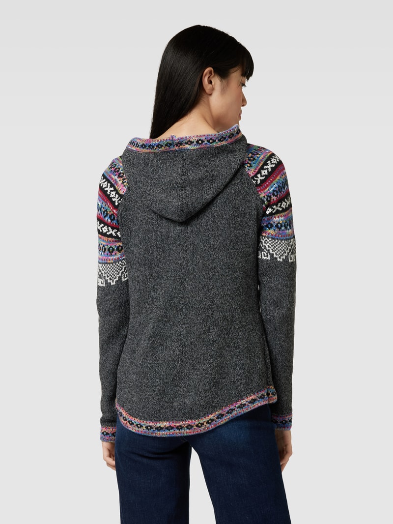Norwegerpullover mit Kapuze in dunkelgrau