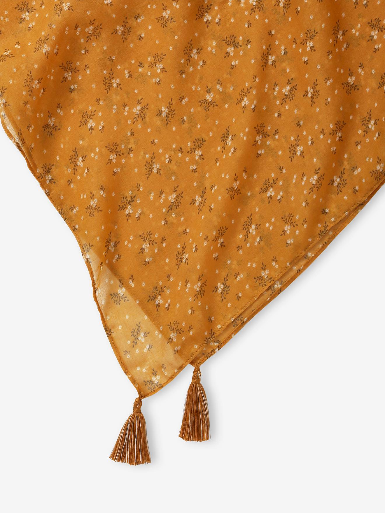 Foulard imprimé fleuri fille caramel imprimé