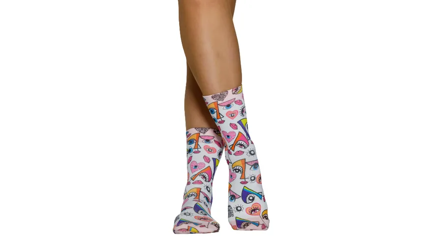 wigglesteps Damen Socken HEARTS AND EYES Rose