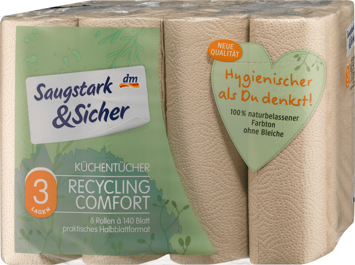 Küchentücher Halbblatt Recycling 3-lagig (8x140 Blatt), 8 St