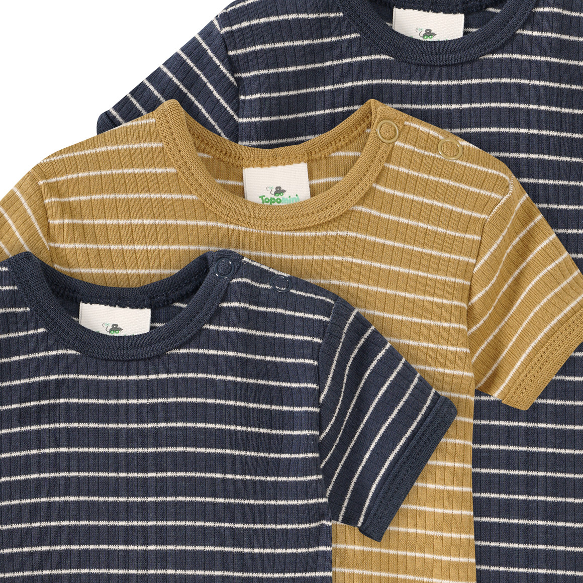 3 Baby Kurzarmbodys mit Bio-Baumwolle