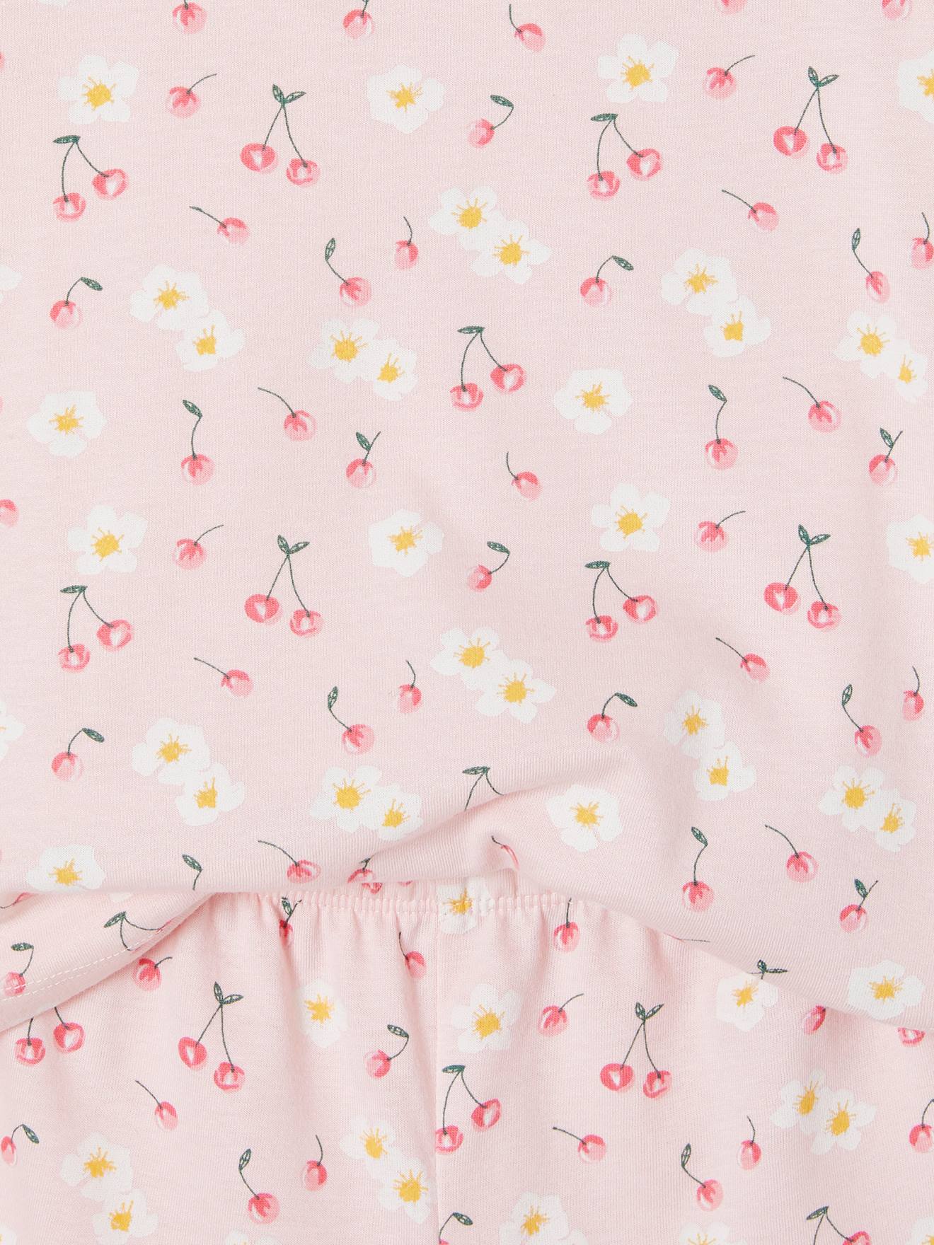 Lot de 2 pyjashorts fille imprimés fleurs et cerises Basics jaune pâle