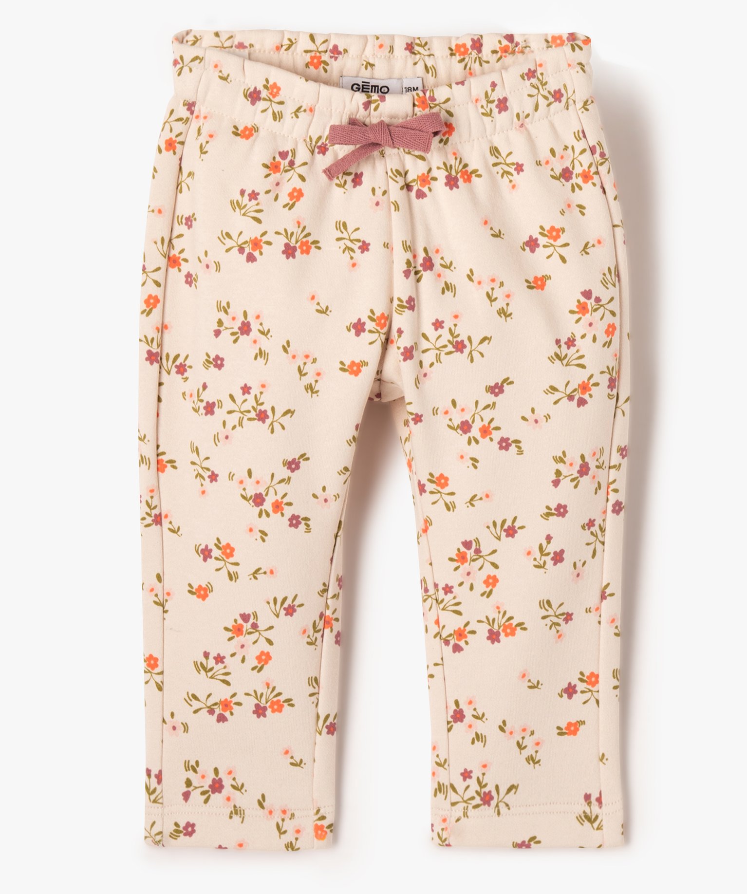 Pantalon en molleton douillet fleuri bébé fille ecru | GEMO