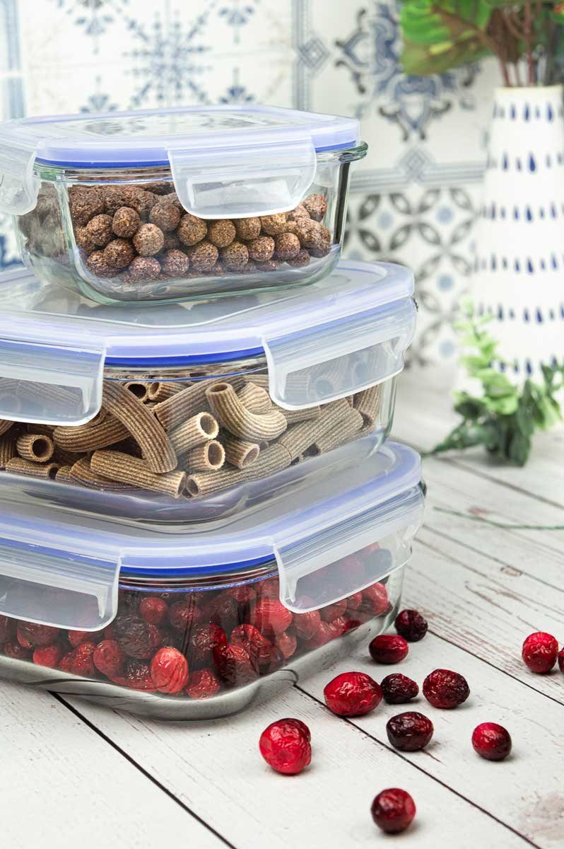 Sendez Frischhaltedose 10tlg. 2x1L 2x800ml 1x500ml Glas Lunchbox Vorratsdosen Brotdose, Glas