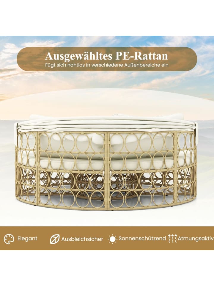 COSTWAY Rattan Sonneninsel mit Beistelltisch in Beige günstig kaufen onesize