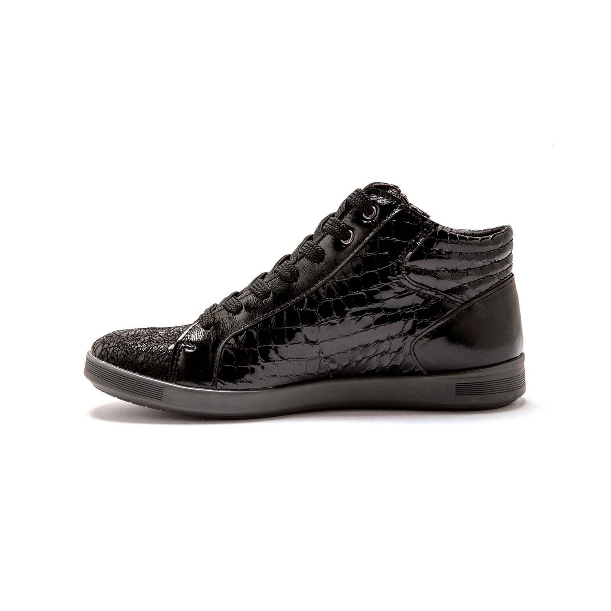 Baskets montantes cuir noir à lacets