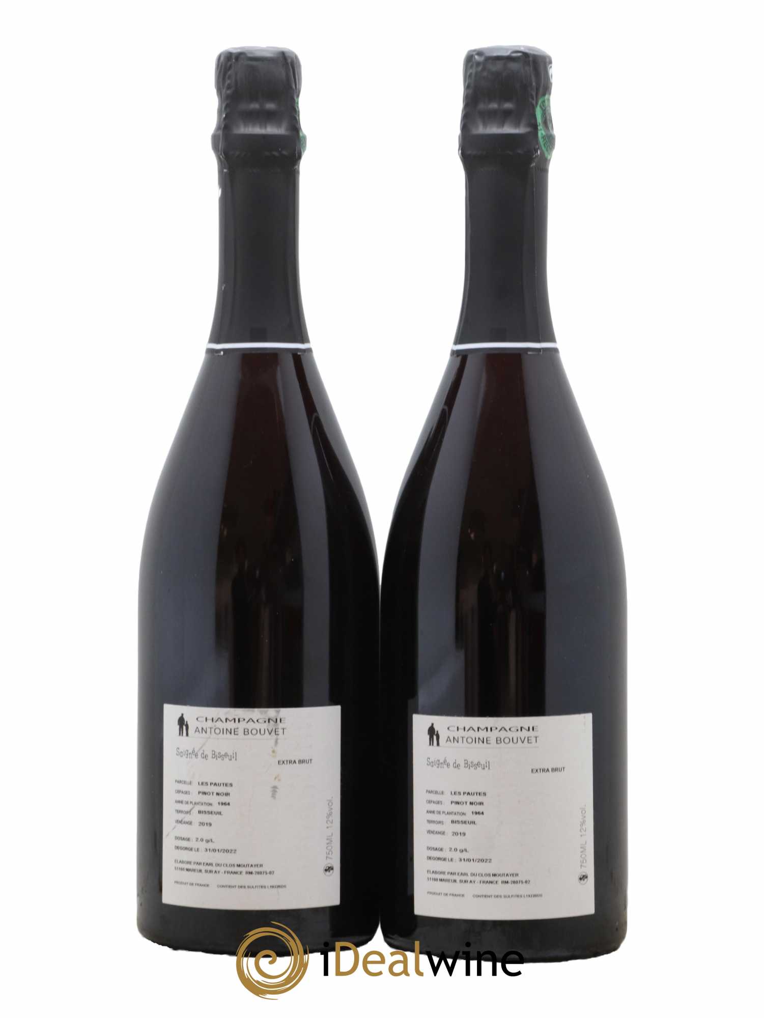Saignée de Bisseuil les Pautes Extra Brut Antoine Bouvet  2019 - Lot de 2 Bouteilles
