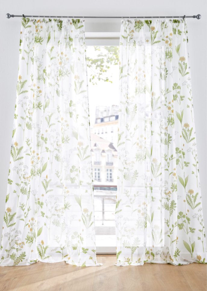 Gardine mit floralem Druck (1er Pack)