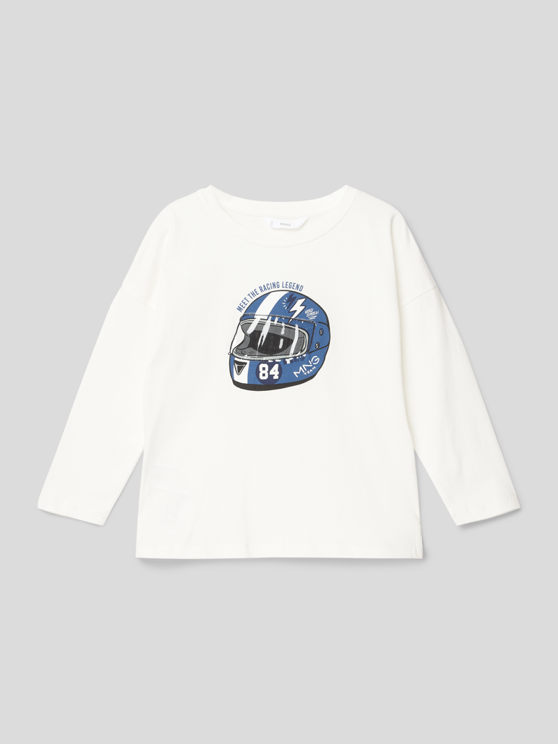 Longsleeve mit Motiv-Print Modell 'helmet' in ecru