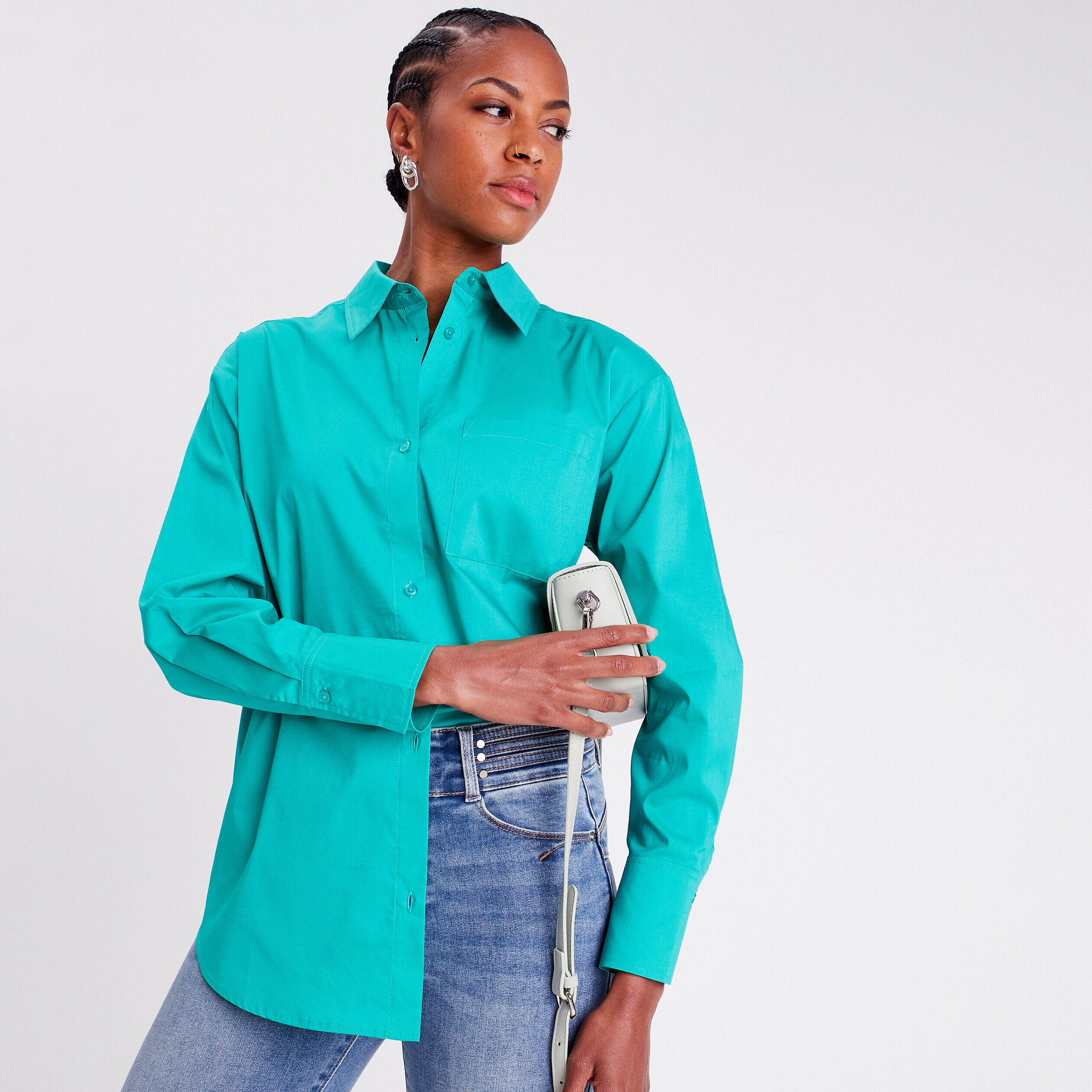 Chemise manches longues vert menthe femme | Cache Cache