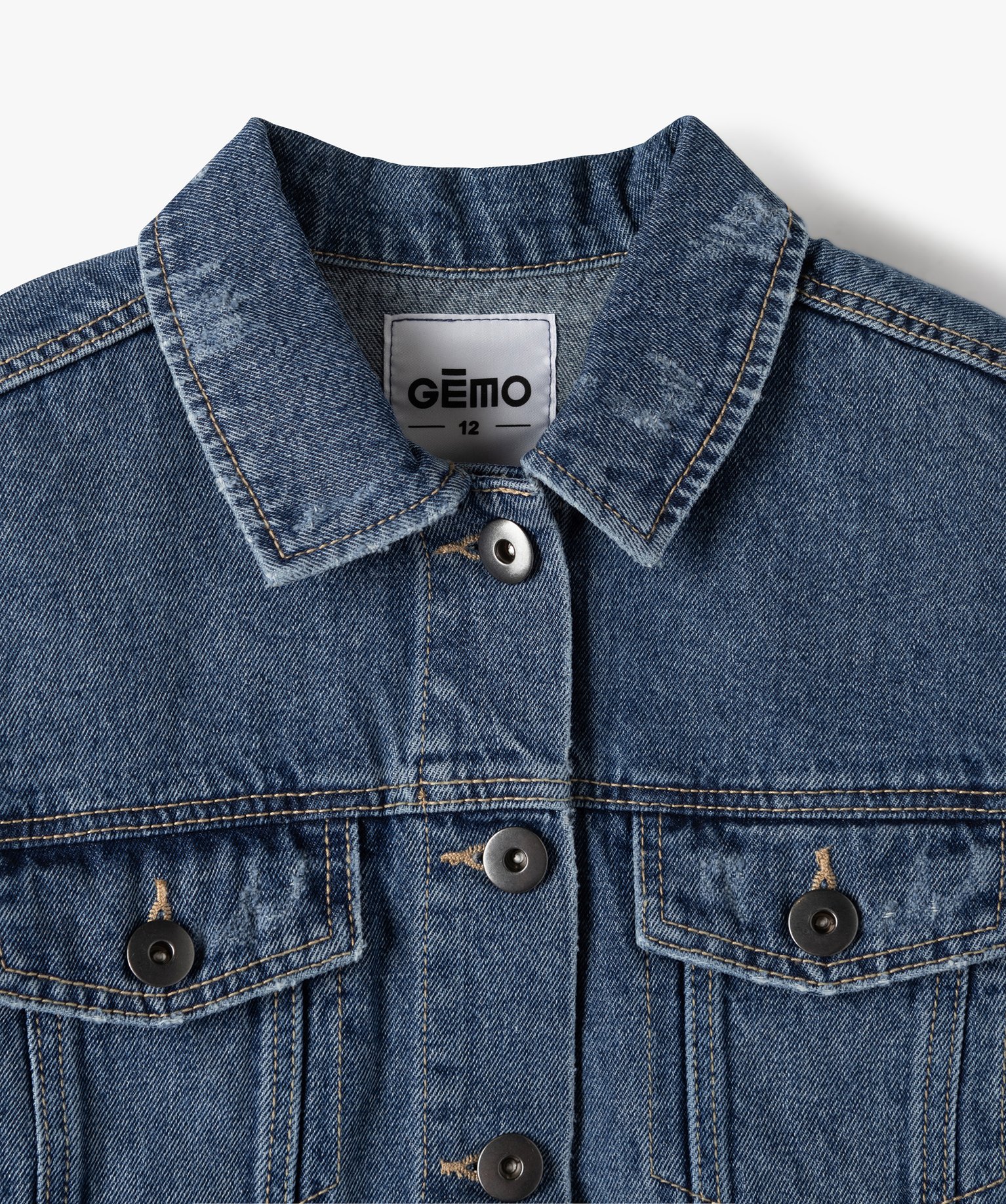 Veste fille en jean avec marques d'usures stone | GEMO