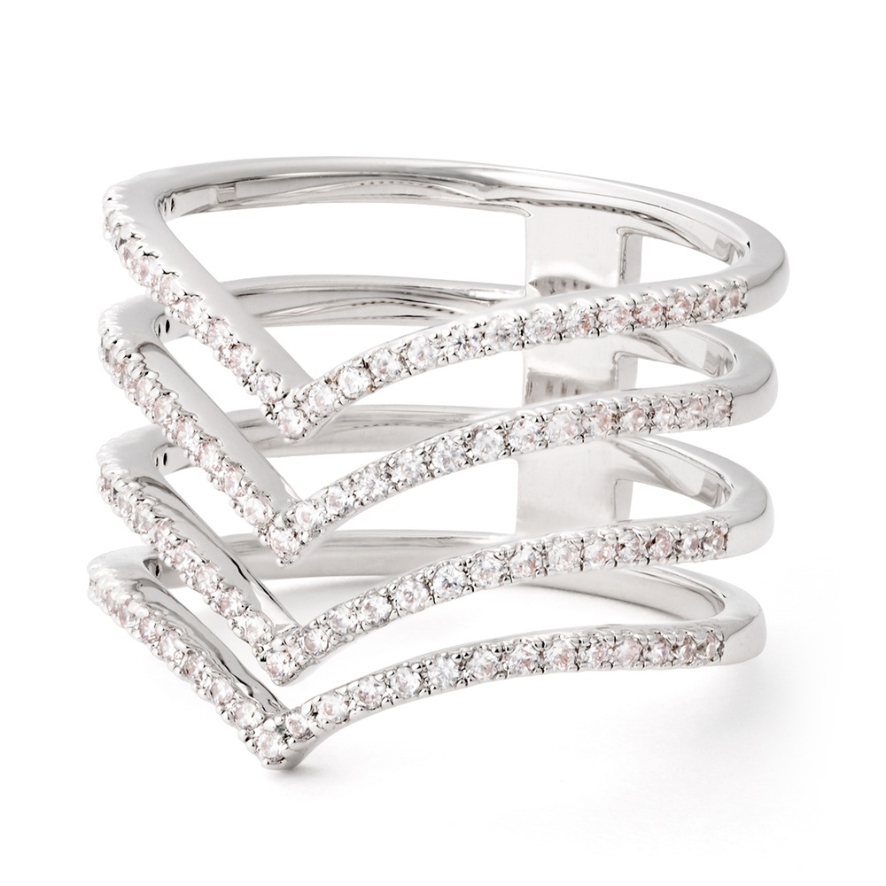 Pippa&Jean Bague tendance Laiton Oxyde de zirconium (CZ) en Argent Bague