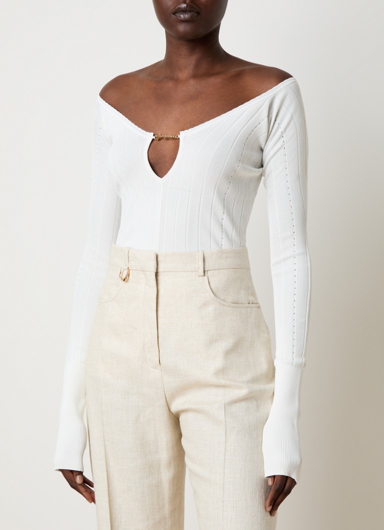 Jacquemus schulterfreies Top mit Rippstruktur