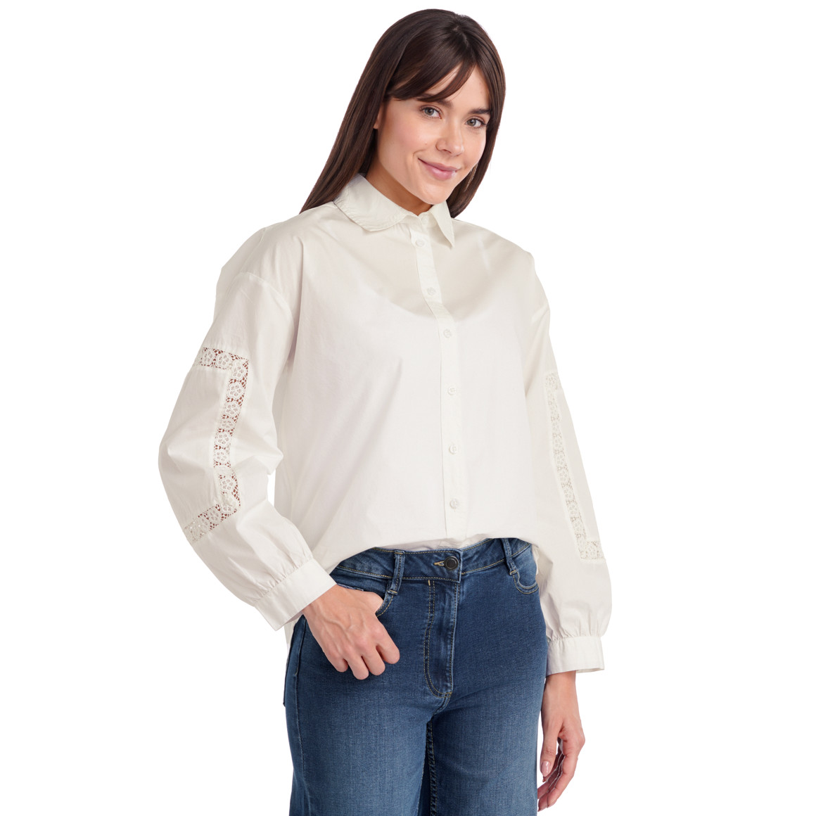 Damen Bluse mit Häkelspitze