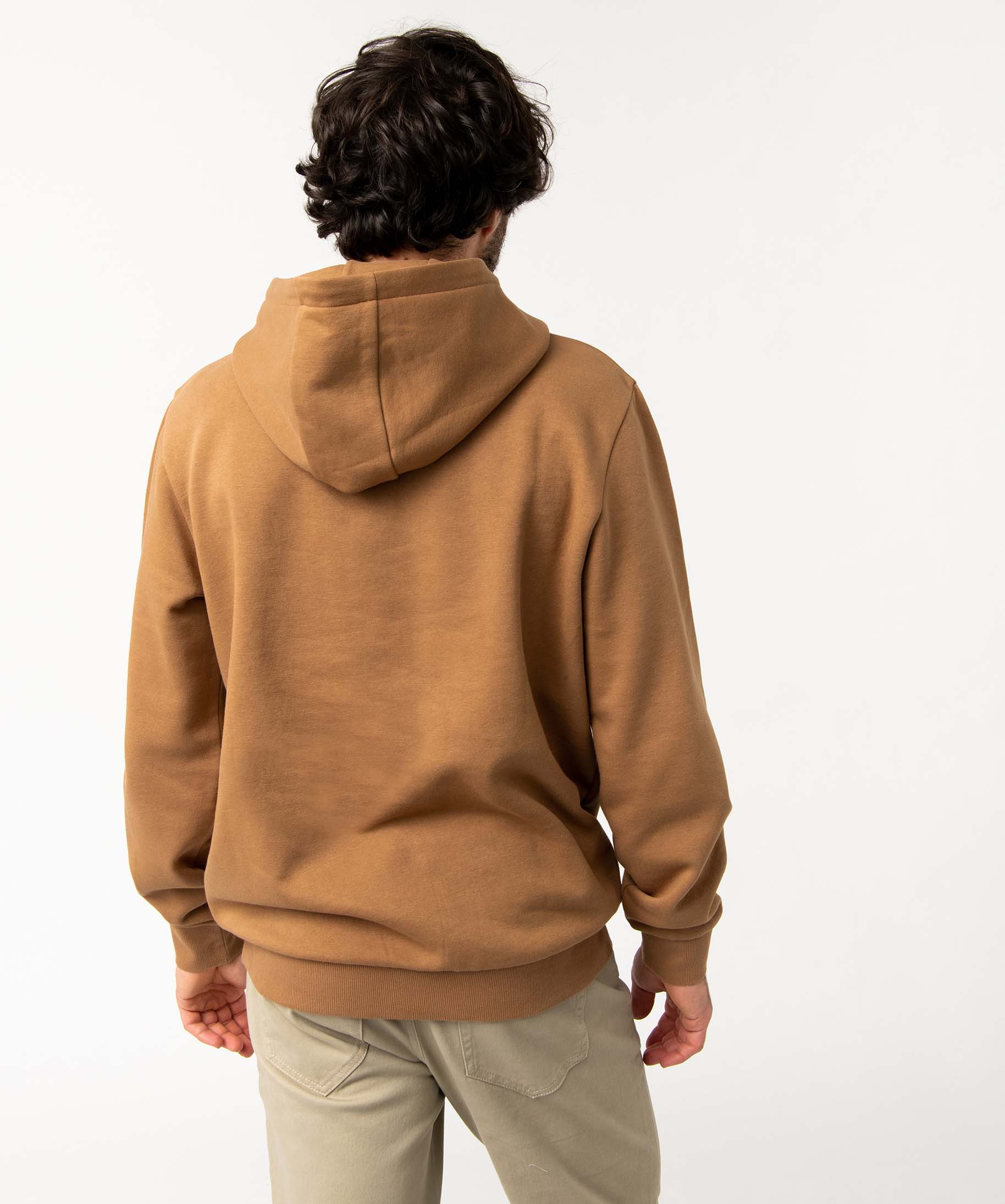 Sweat homme en jersey molletonné à capuche marron | GEMO