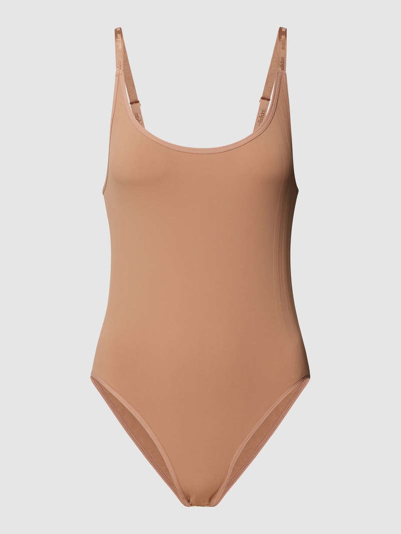 Body mit Label-Print in hellbraun