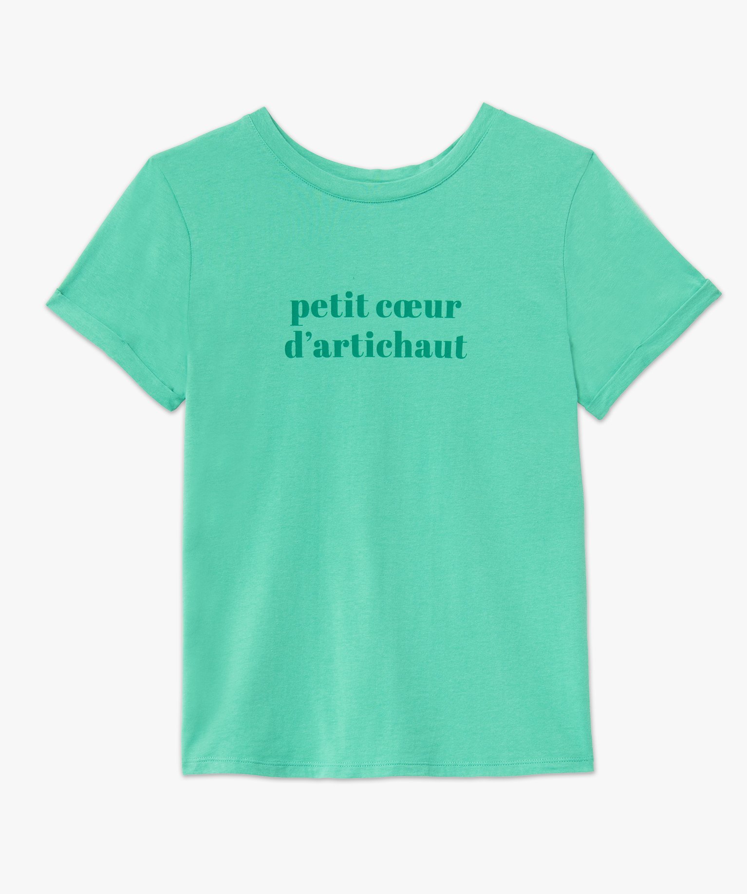 Tee-shirt femme à manches courtes avec message vert | GEMO