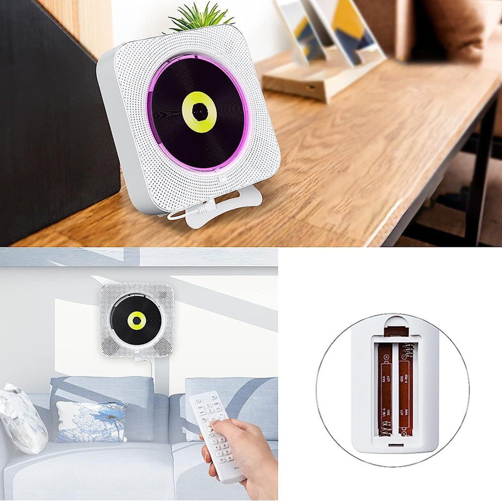 Bedee Tragbarer Desktop-CD-Player mit Bluetooth Multifunktional tragbarer CD-Player (3,5mm AUX Buchse mit Fernbedienung Audio FM Radio USB MP3 Musik Player)