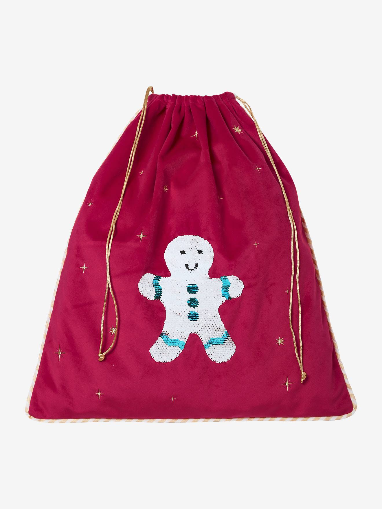 Sac à jouet pain d'épice sequins réversibles rouge