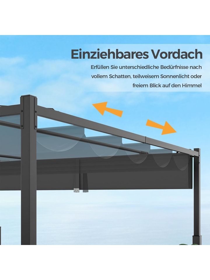 COSTWAY Pergola mit Schiebedach 3,1x3,1m in Grau günstig kaufen onesize