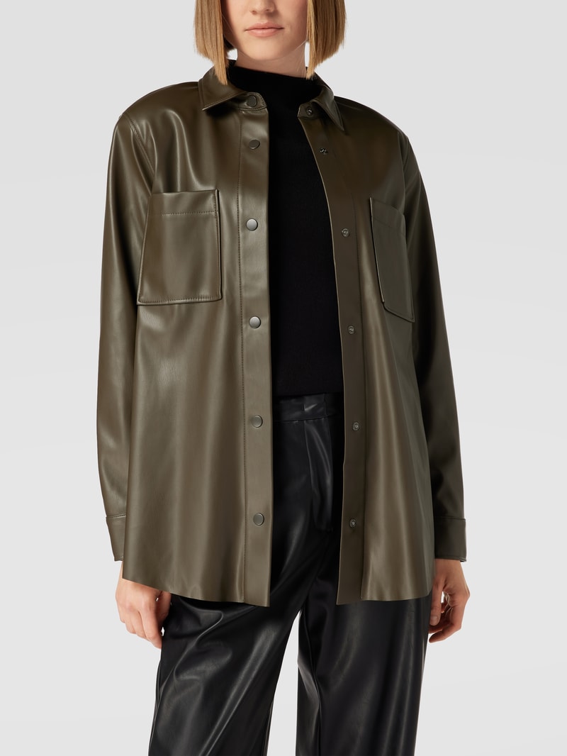Blazer in Leder-Optik in olivgrün