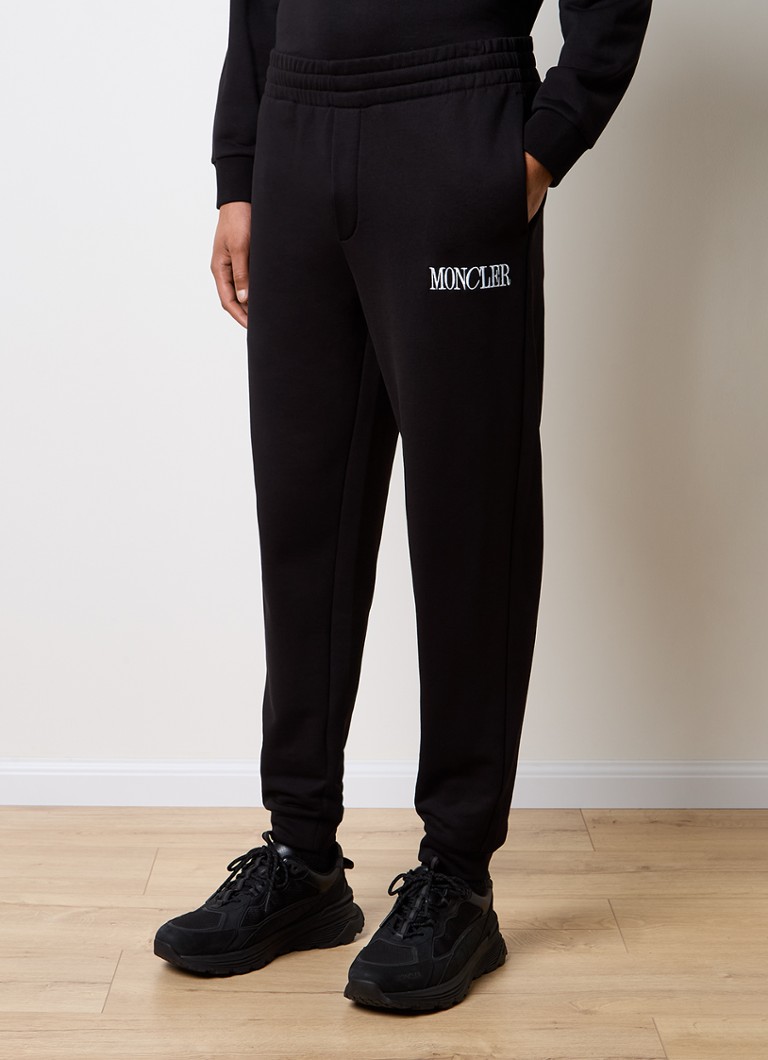 Moncler Tapered fit jogging trousers with logo embroidery and side pockets