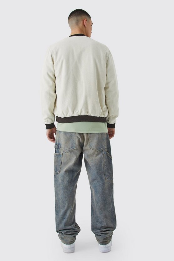 Gesteppte Cord-Bomberjacke mit Acid-Waschung