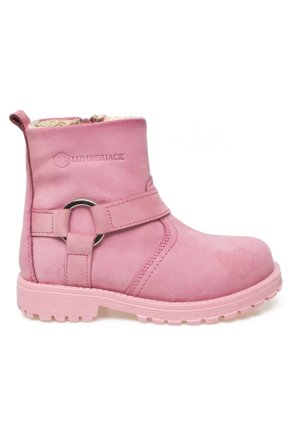 lumberjack  Rosa Mädchenstiefel mit Reißverschluss und Schnalle