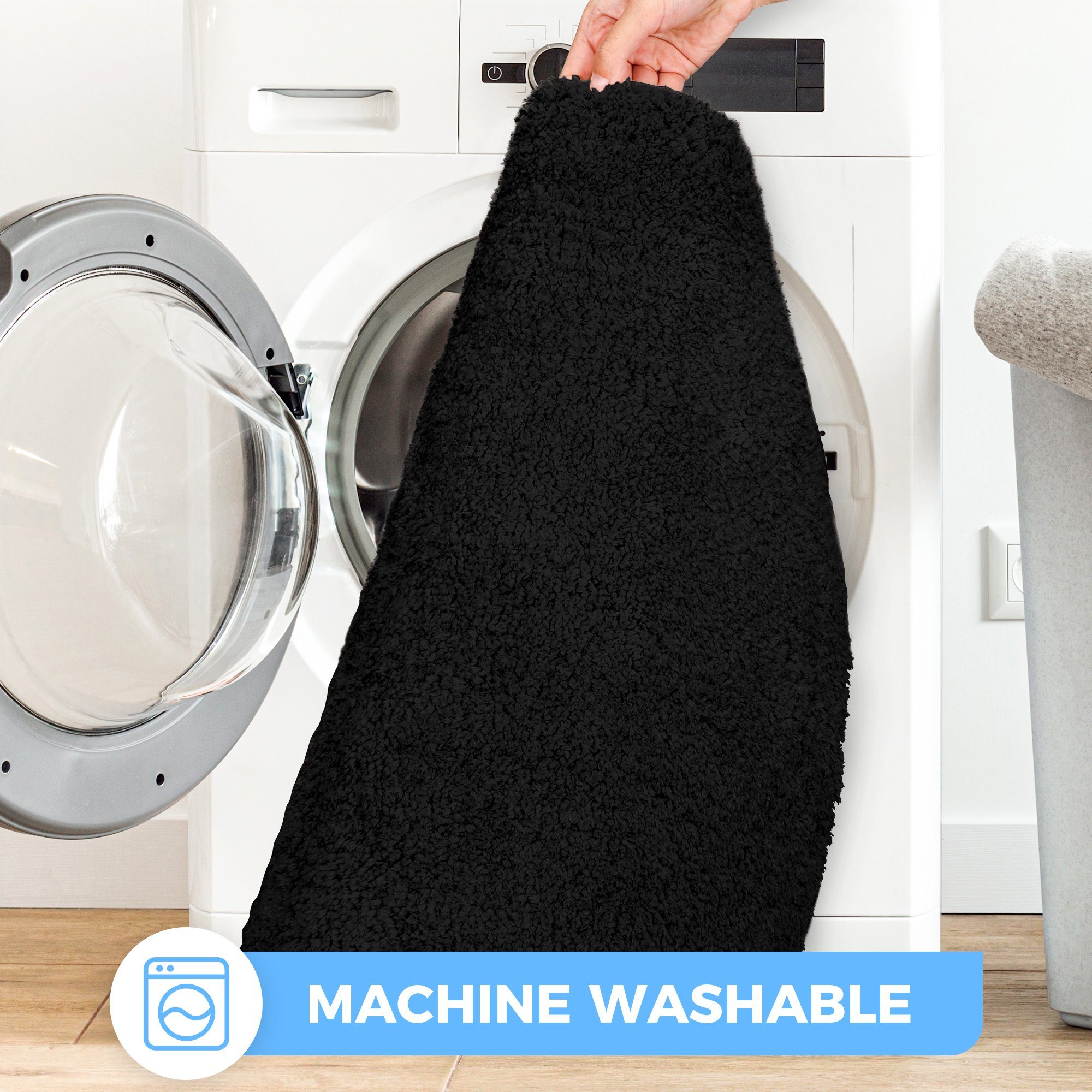 Badematte Badteppich rutschfest Eleganter Badezimmerteppich Badematten Sentidos, Höhe 20 mm, Polyester, WC Ausschnitt