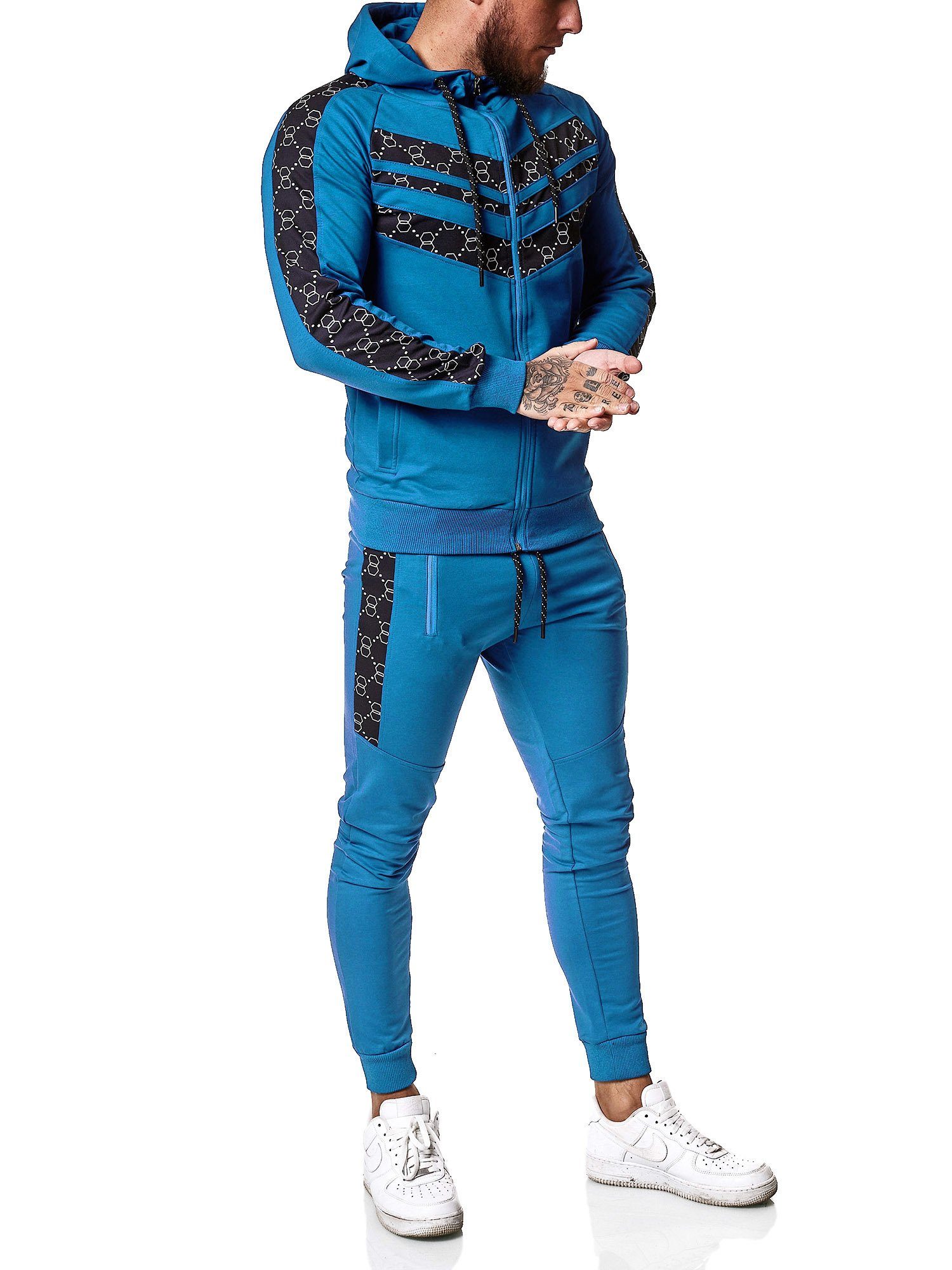 OneRedox Jogginganzug 13108C (Sportanzug Jogger Trainingsanzug), Fitness Freizeit Casual