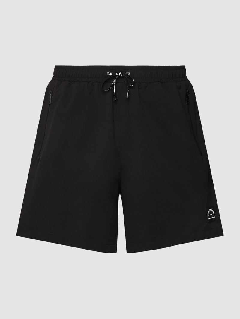 Badehose mit Label-Patch in schwarz