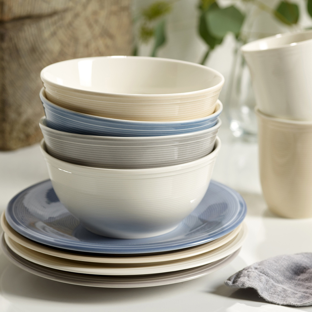 like. by Villeroy & Boch Set Petit-Dejeuner 12pcs Color Loop Stone service de vaisselle