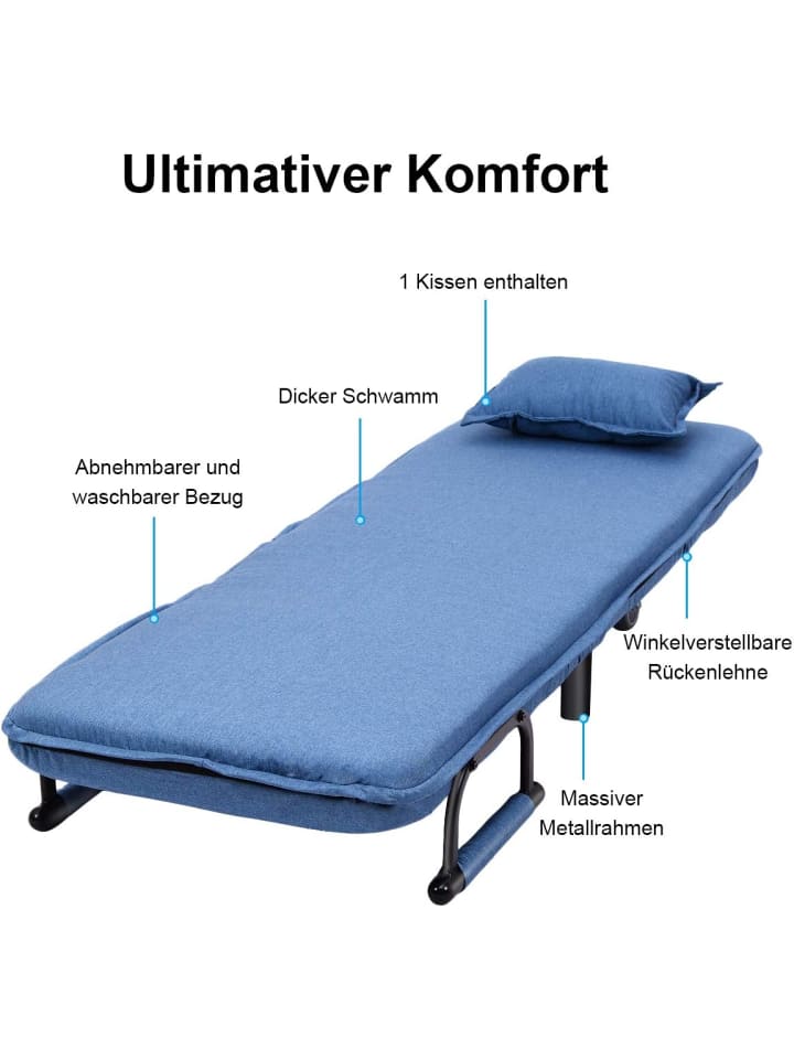 COSTWAY 3 in 1 Schlafsessel in Blau günstig kaufen 60 cm