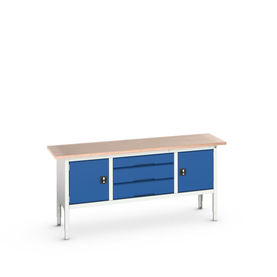 Banc de lucru Bott 16923032.11 Verso 2000x600x830-930mm 2 uși 3 sertare Placaj RAL 5011