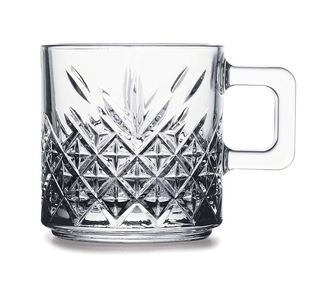 Pasabahce Gläser-Set 2er Timless, Glas, Becher mit Quarzgriff Teeglas Set 2 Teilig