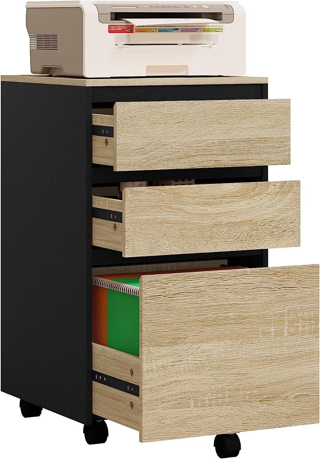 Woltu Aktenschrank (1-St) mobiler Schrank, Rollcontainer mit 3 Schubladen