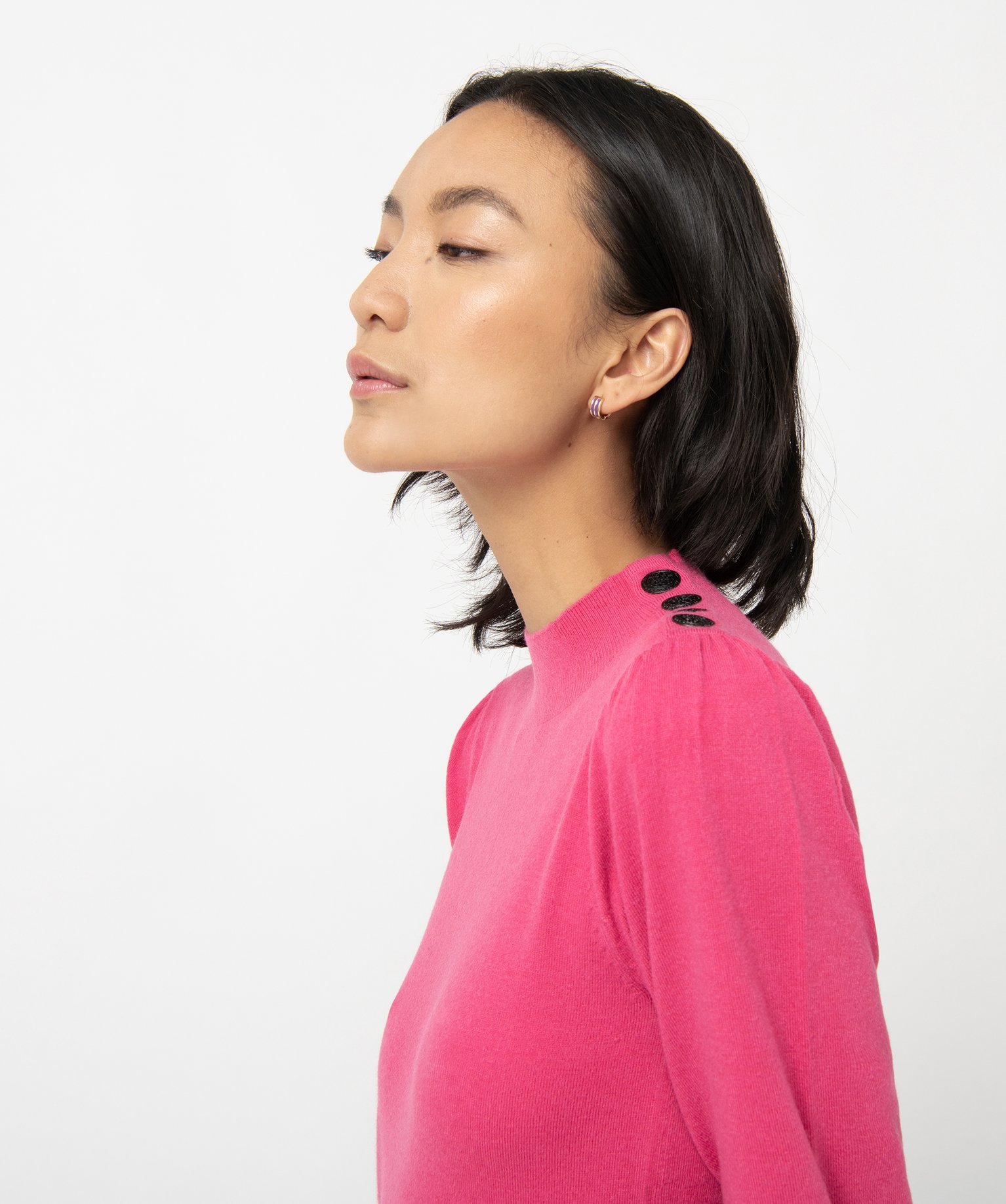 Robe pull femme en maille à manches longues et col montant rose | GEMO