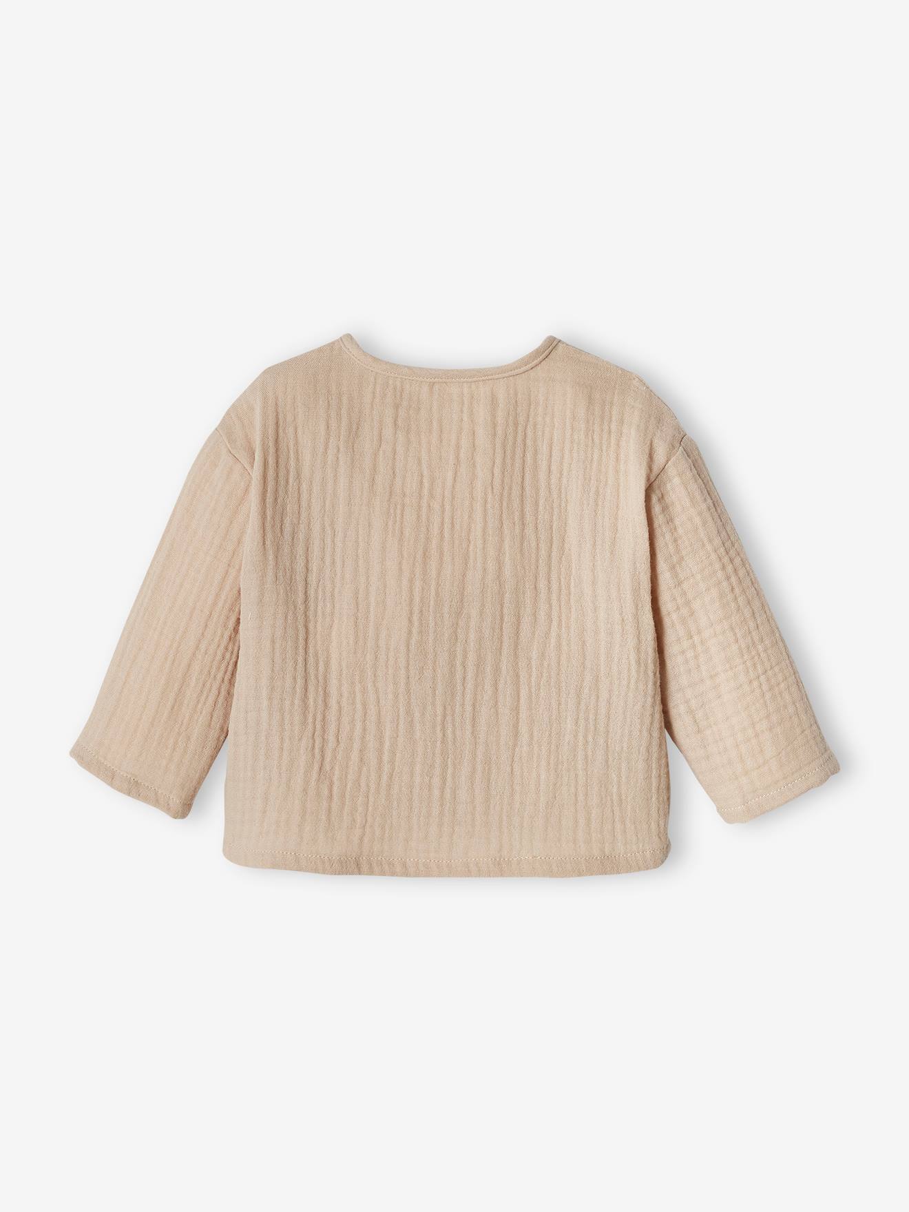 Brassière naissance en gaze de coton bébé personnalisable beige