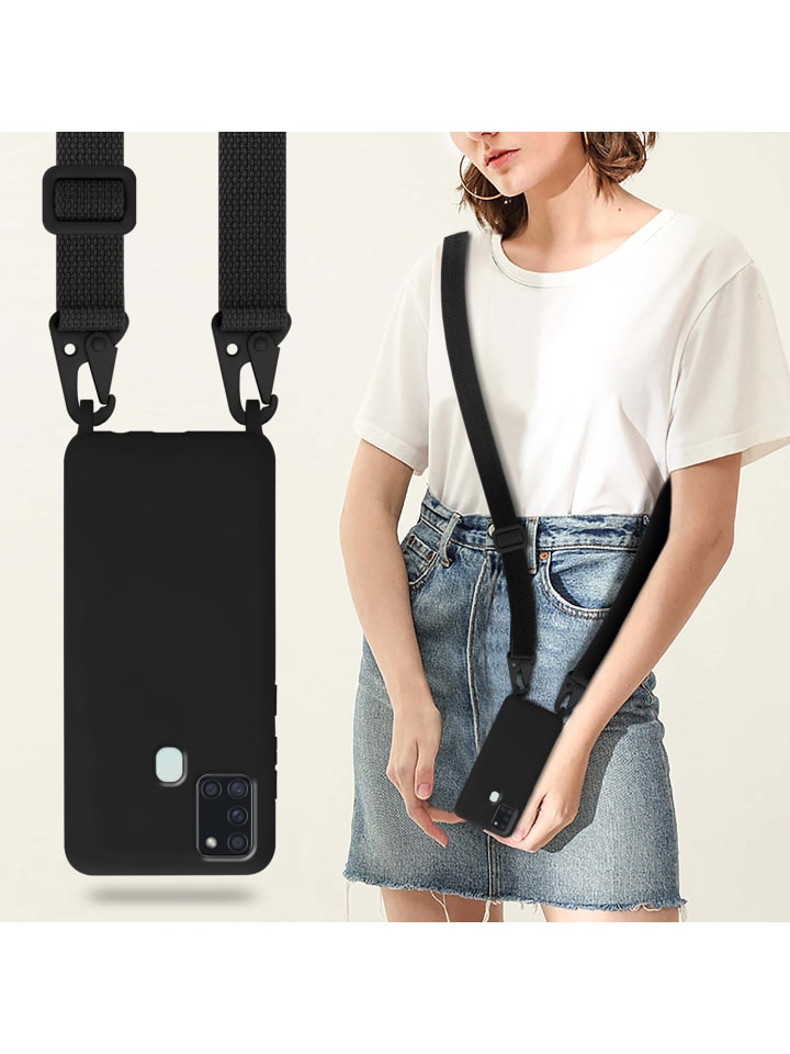 cadorabo Handykette für Samsung Galaxy A21s Hülle in LIQUID SCHWARZ günstig kaufen onesize