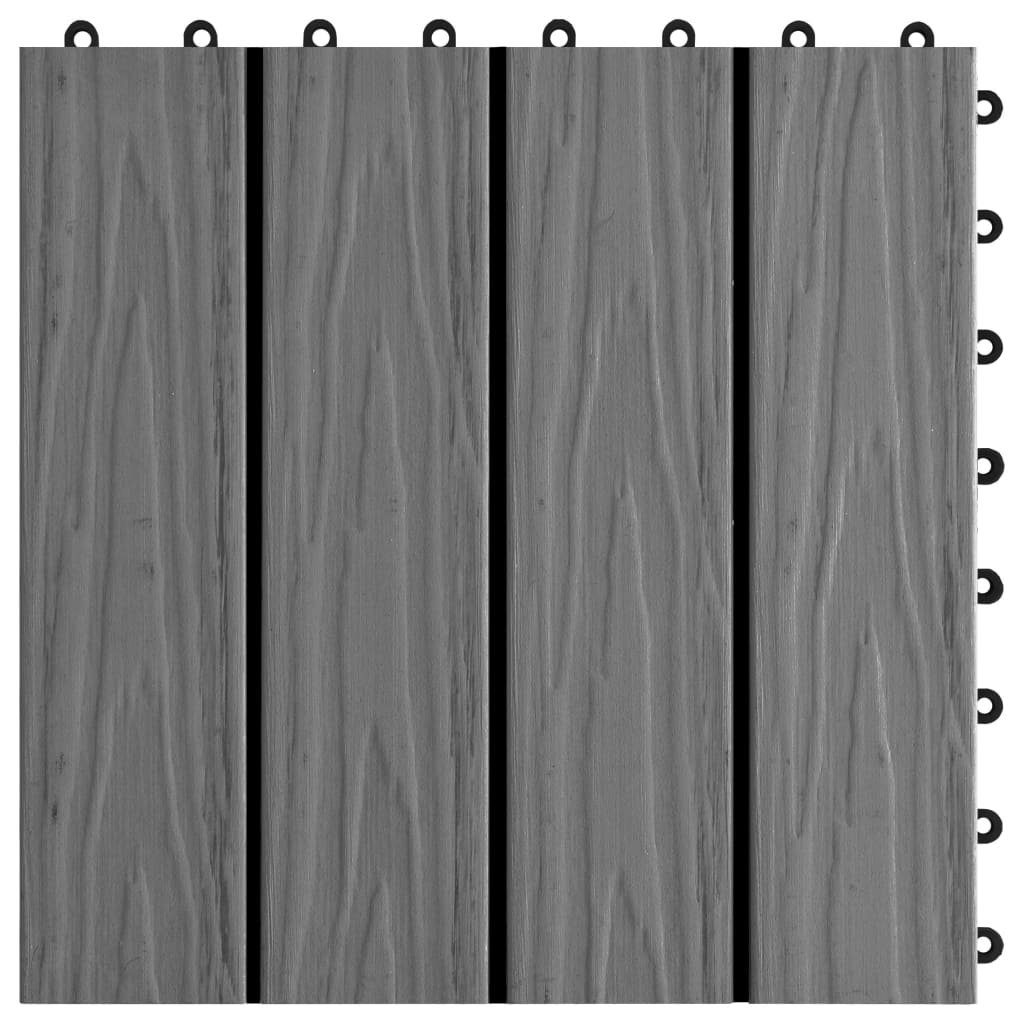 Teppichboden Terrassenfliesen 11 Stk. Tief Geprägt WPC 30x30cm 1 qm Grau, vidaXL