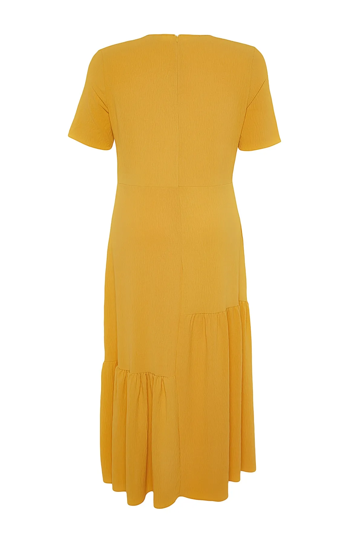 Trendyol Curve  Senfgelbes gewebtes Volantkleid TBBSS22EL1595