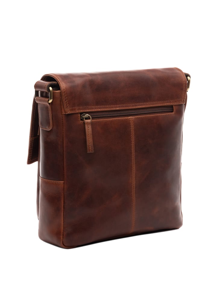 SID & VAIN Leder-Umhängetasche echt Leder Ledertasche groß | Ledertasche cognac NICO in braun günstig kaufen onesize