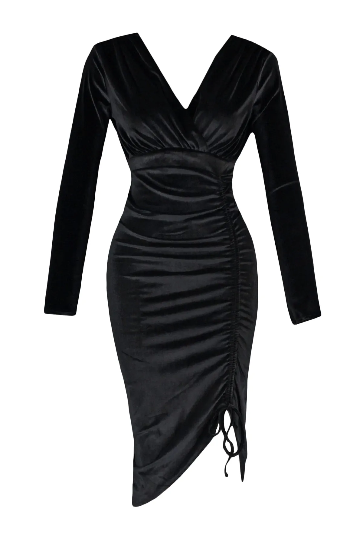 Trendyol Collection  Schwarzes, drapiertes, detailliertes Abendkleid TPRAW23EL00128