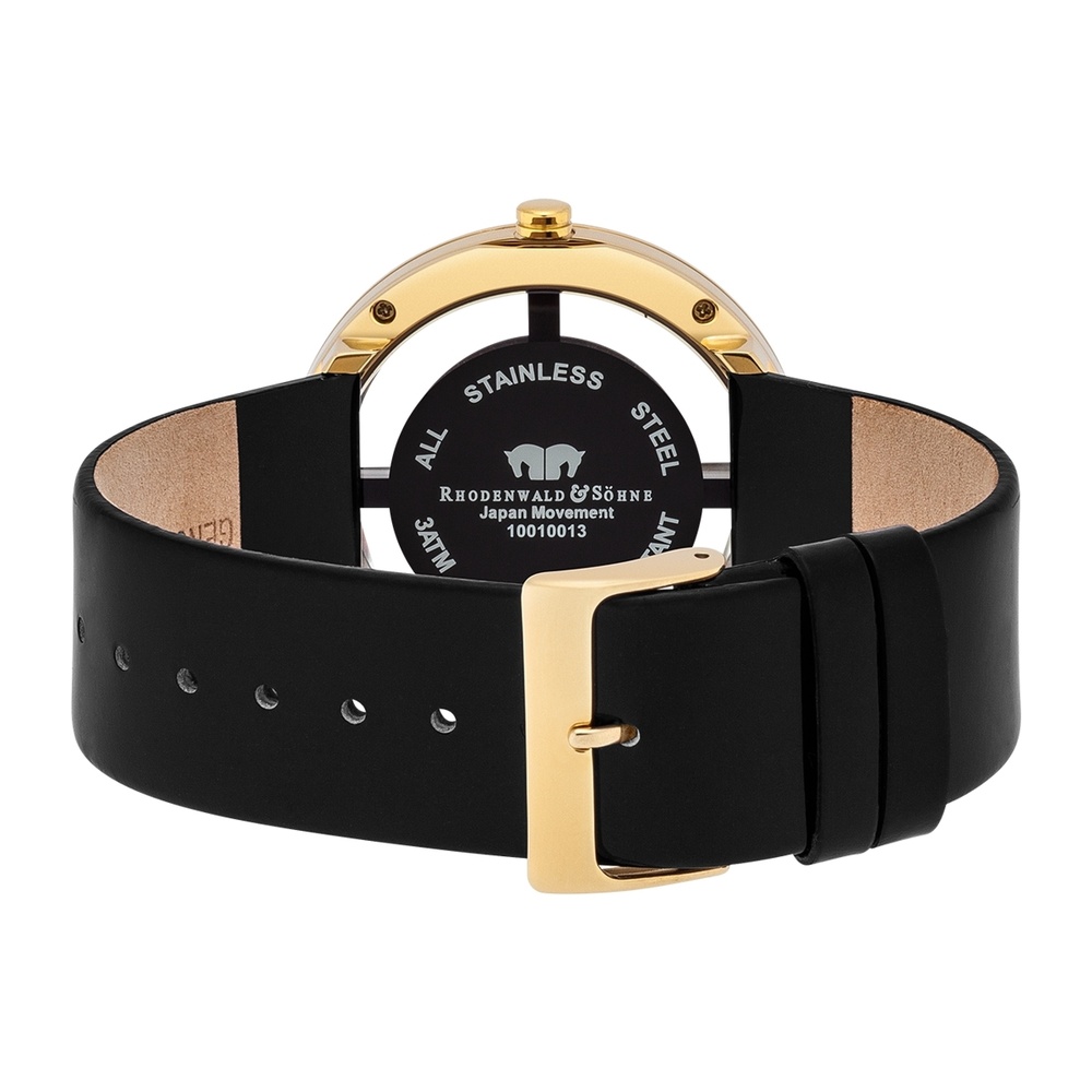 Rhodenwald & Söhne Montre à quartz Lucrezia en Cuir véritable en Noir Montre
