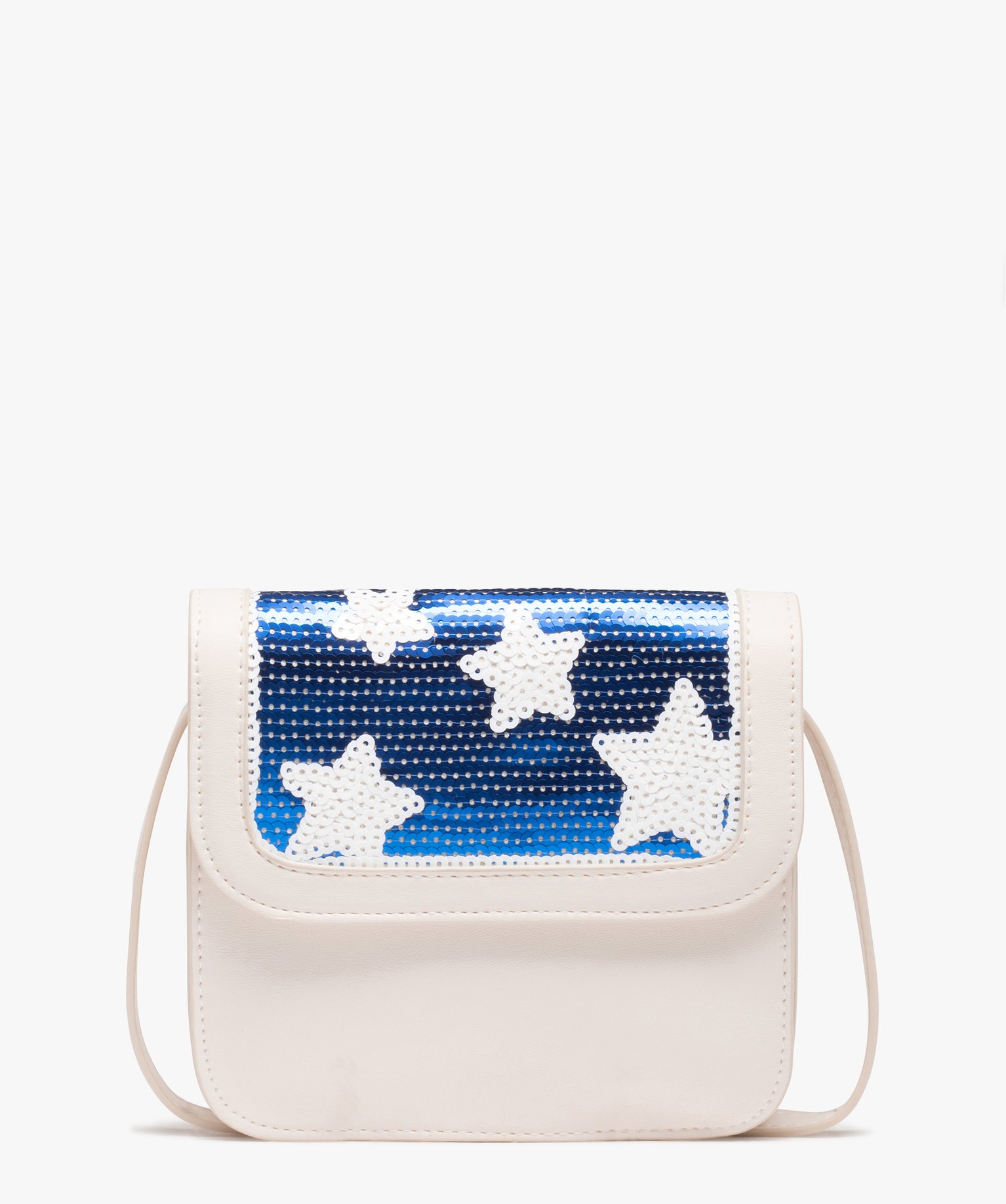 Sac fille avec rabat en sequins brodés motifs étoiles blanc | GEMO