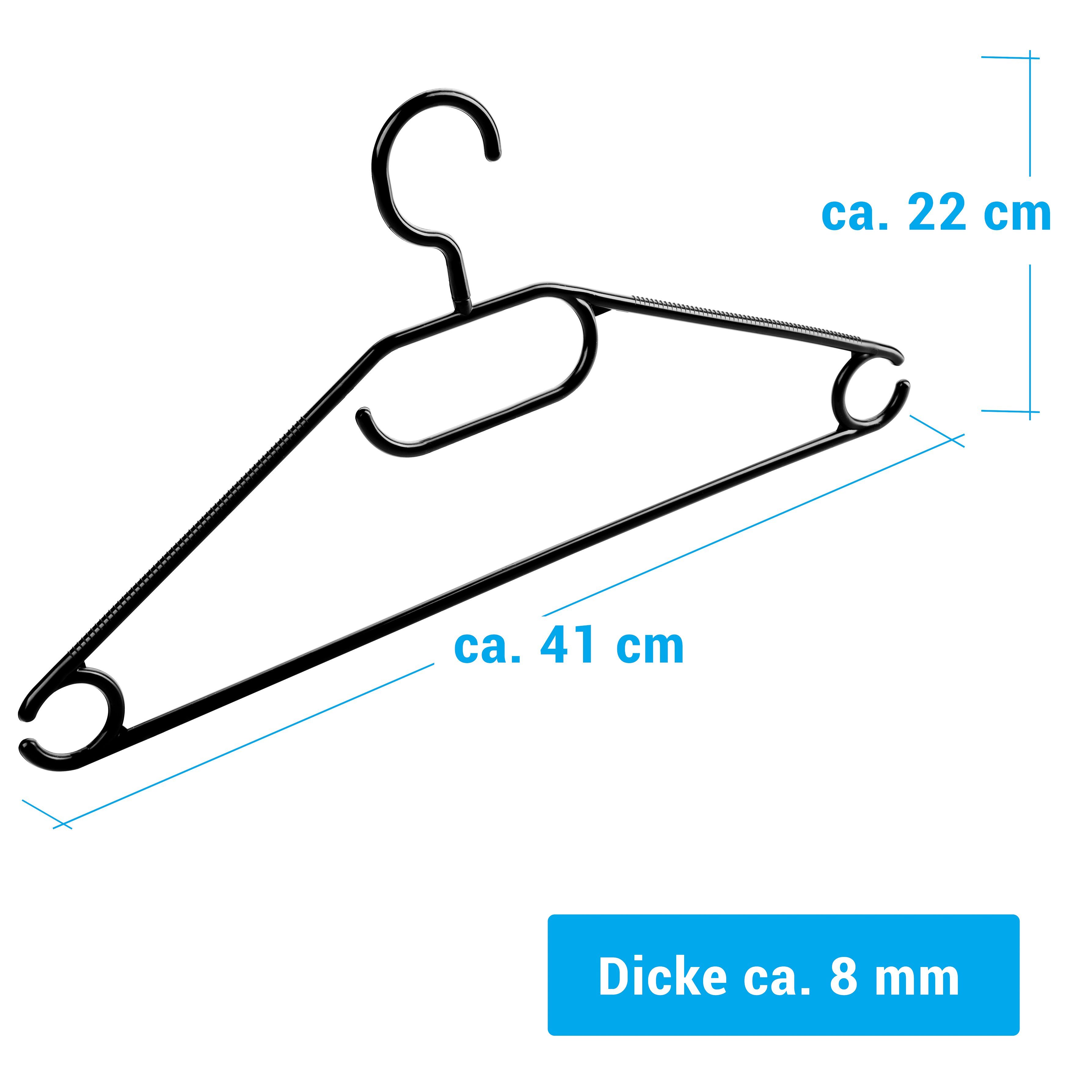 Centi Kleiderbügel 20 Kleiderbügel schwarz Kleiderbügel platzsparend aus Kunststoff, (Spar Set, 20-tlg), mit drehbaren Haken und Krawatten und Gürtelhalter