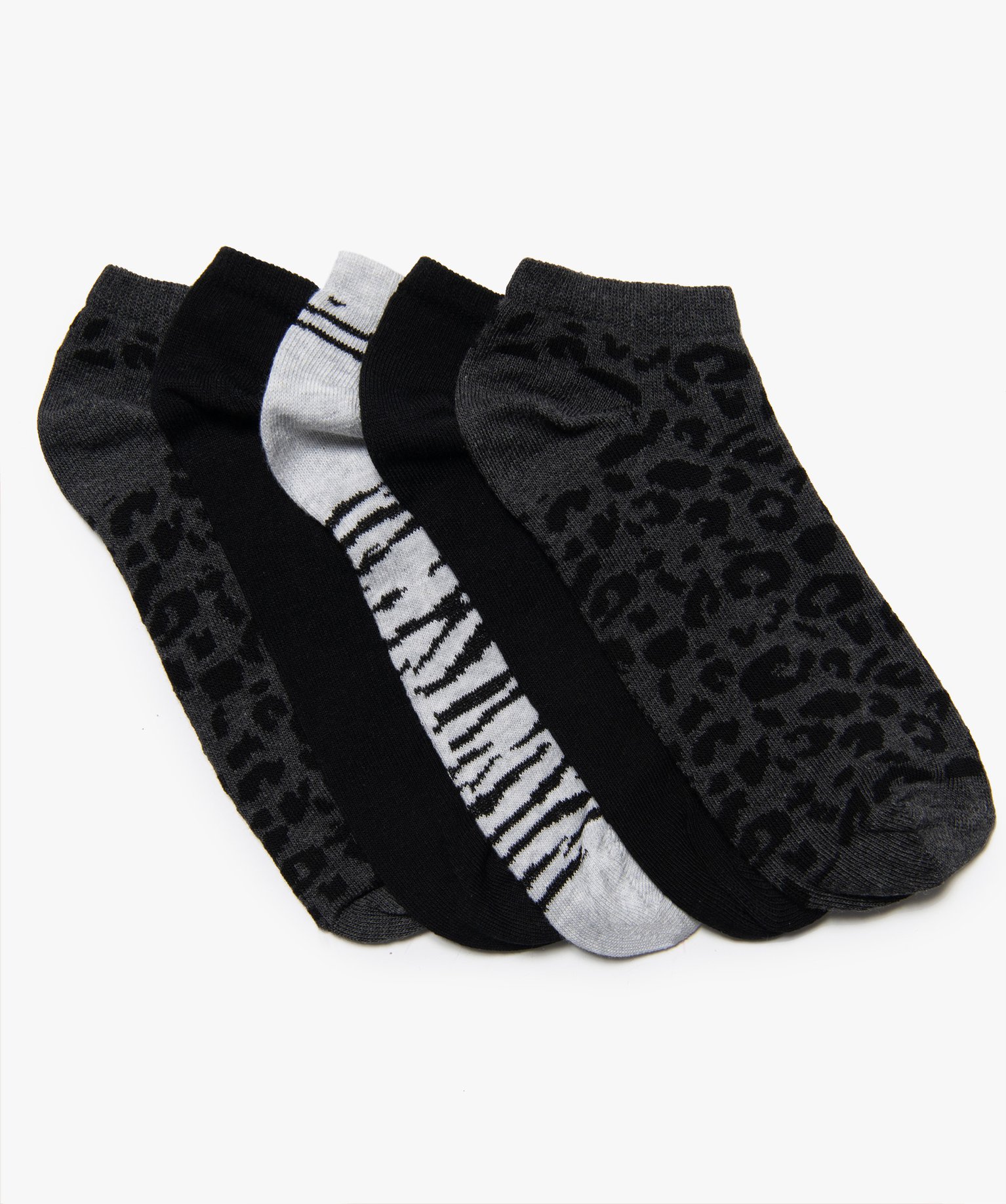 Chaussettes femme ultra courtes avec motifs tachetés (lot d... noir | GEMO