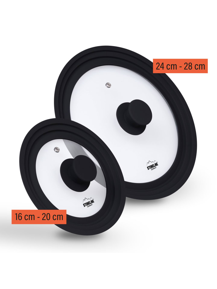 Stoneline Universal Glasdeckel Set 16/18/20 und 24/26/28 in Schwarz günstig kaufen onesize