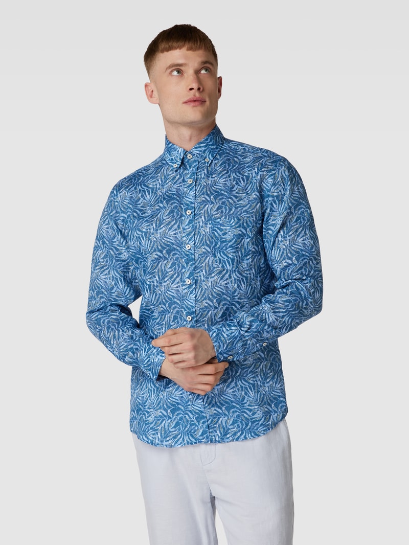 Freizeithemd mit Button-Down-Kragen in royalblau