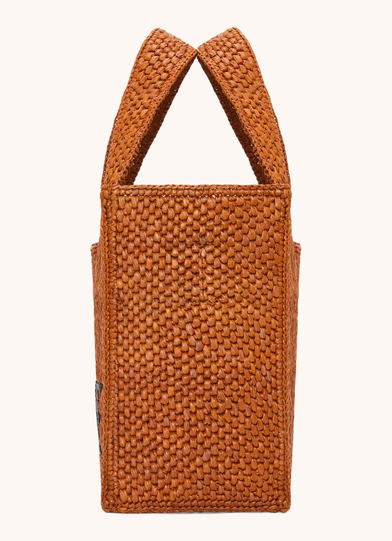 LOEWE Font Small raffia shopper with detachable shoulder strap